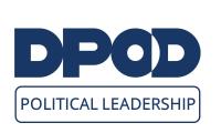 Hvid baggrund, blå tekst med ordet DPOD, under en rektangel, hvor der står political leadership