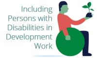 Illustration med tekst: Including Persons with Disabilities in Development Work