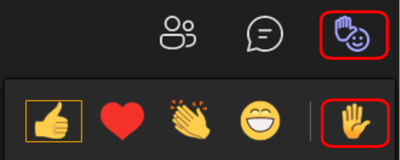 Billedet er et skærmbillede som viser ikoner for reaktioner der kan vælges.